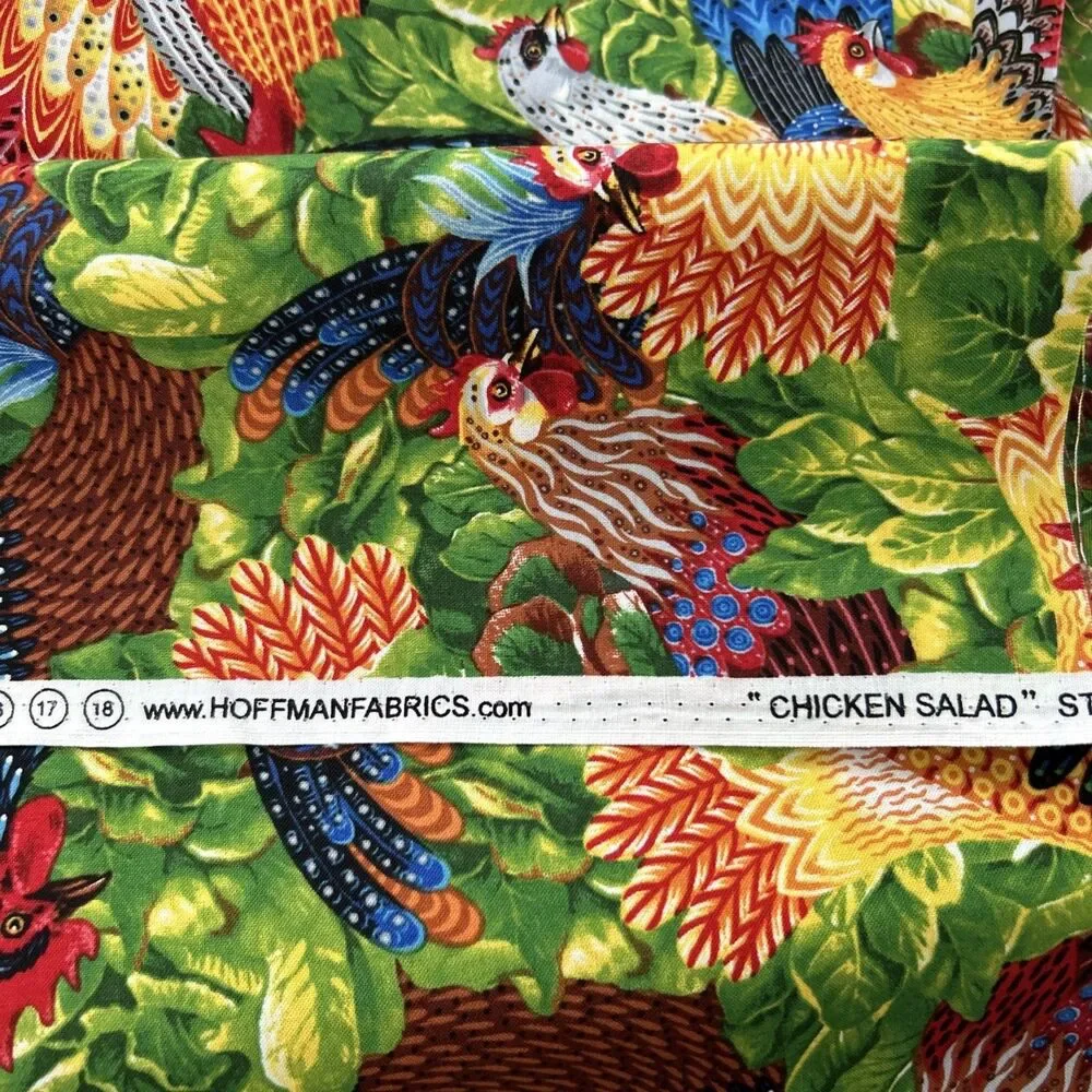 Hoffman Cotton Quilting Fabrics Rennie Rau Marquez Chicken Salad 1 Yd X 44